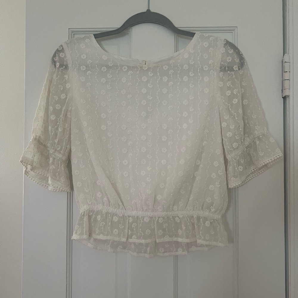 BB Dakota Sheer Cream Lace Blouse